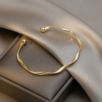 Classic Premium Retro Twisted Gold Color Metal Bracelet